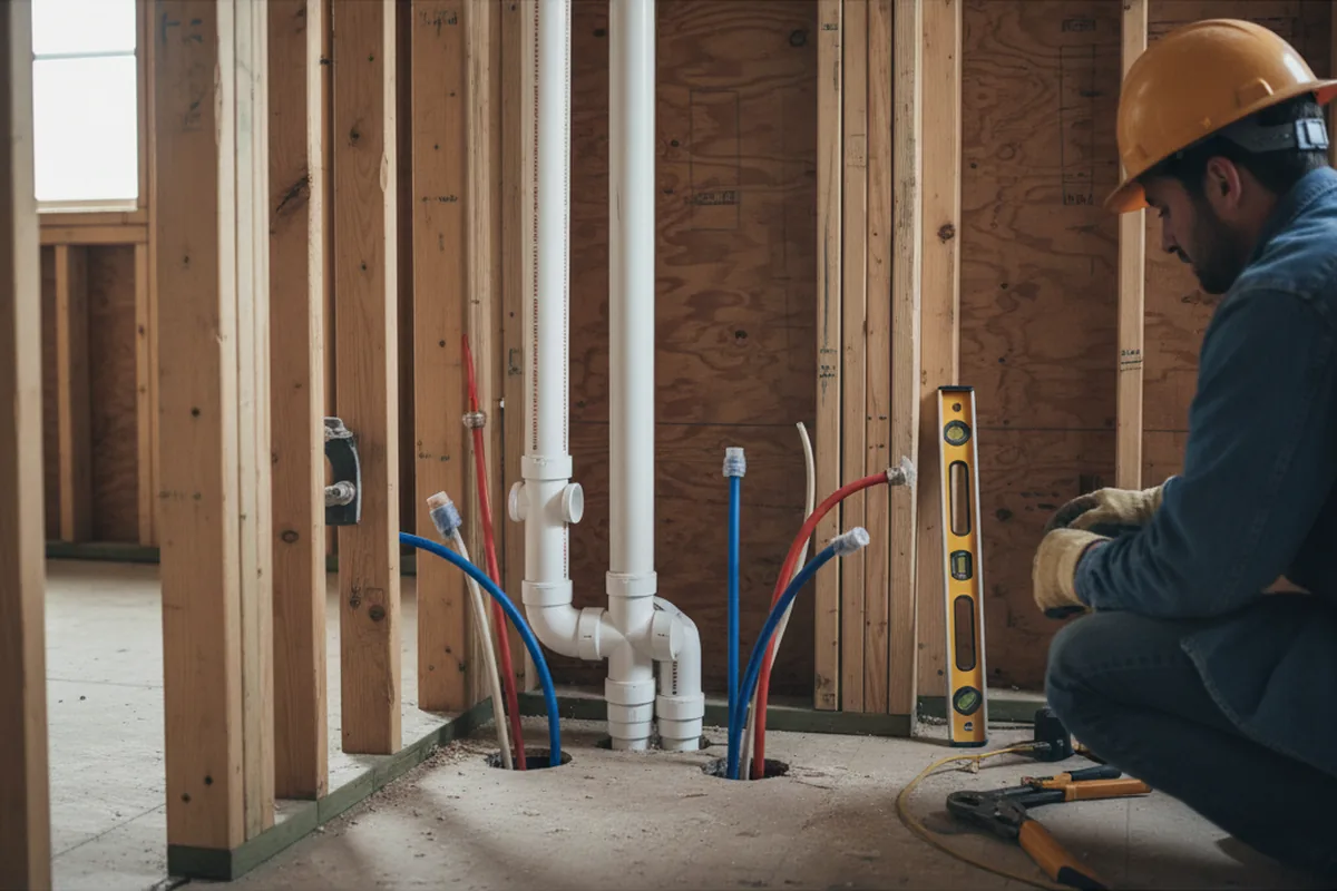 Drain and supply rough-in during Garbage Disposal Repair in Vale