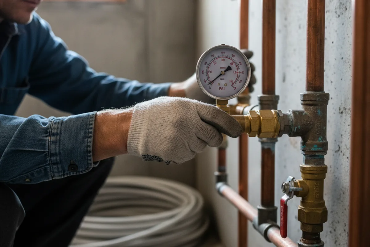 Pressure testing a repaired line during Water Line Repair in Vale